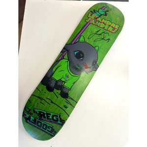 Le`Andre Sanders Signed Bryte Berrics Skategoat Autograph green Skateboard Deck